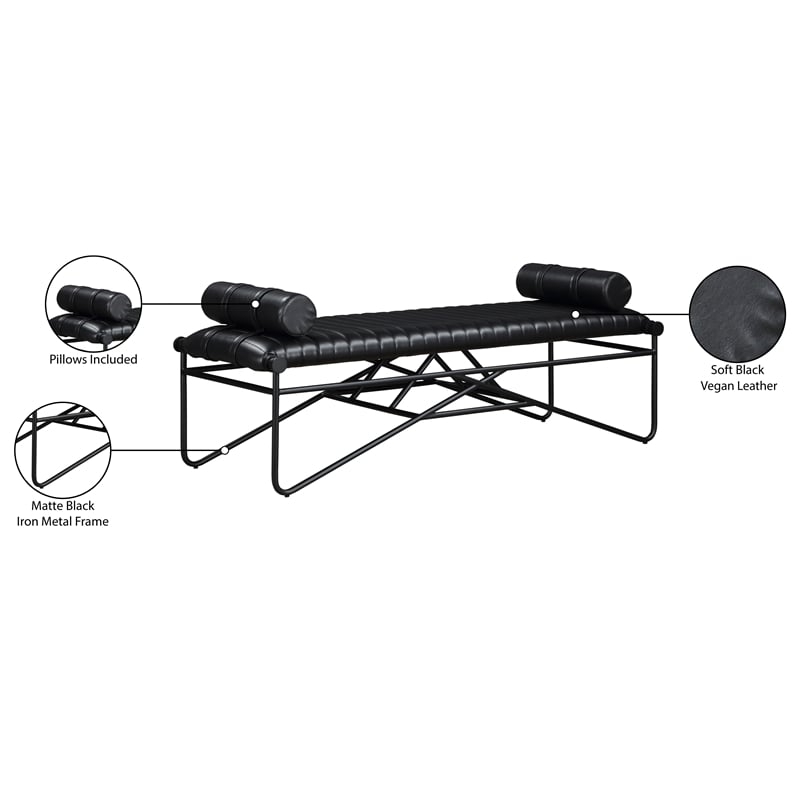 Meridian Furniture Gatsby Black Vegan Leather Bench