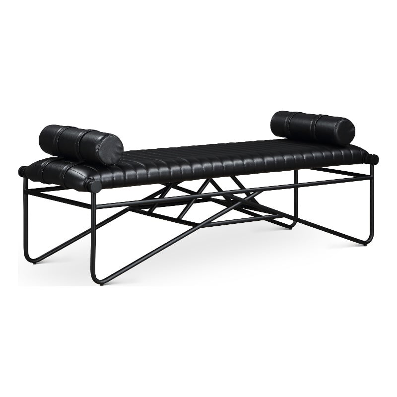 Meridian Furniture Gatsby Black Vegan Leather Bench