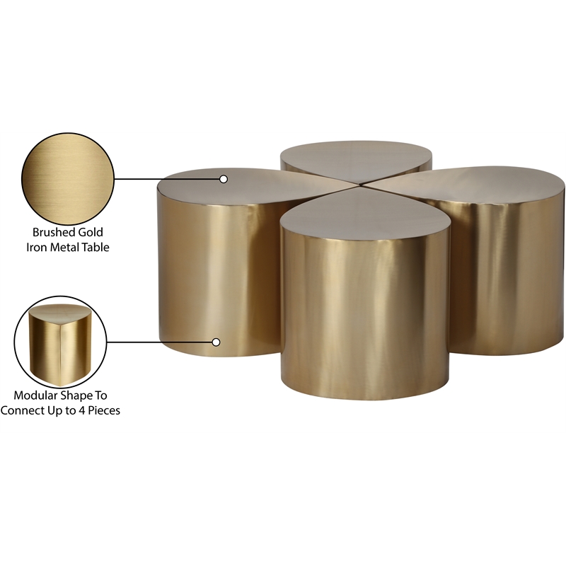 Meridian Furniture Petal 4-Piece Brushed Gold Iron Metal Coffee Table