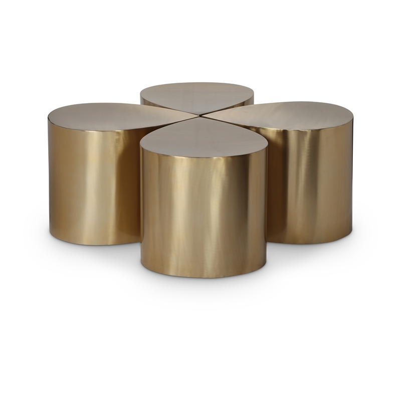 Meridian Furniture Petal 4-Piece Brushed Gold Iron Metal Coffee Table