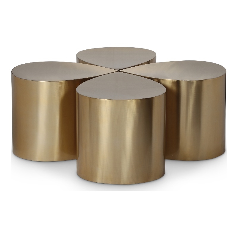 Meridian Furniture Petal 4-Piece Brushed Gold Iron Metal Coffee Table