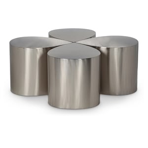 Meridian Furniture Petal 4-Piece Brushed Chrome Iron Metal Coffee Table