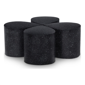 Meridian Furniture Petal 4-Piece Black Terrazzo Pattern Iron Metal Coffee Table