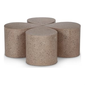 Meridian Furniture Petal 4-Piece Taupe Terrazzo Pattern Iron Metal Coffee Table