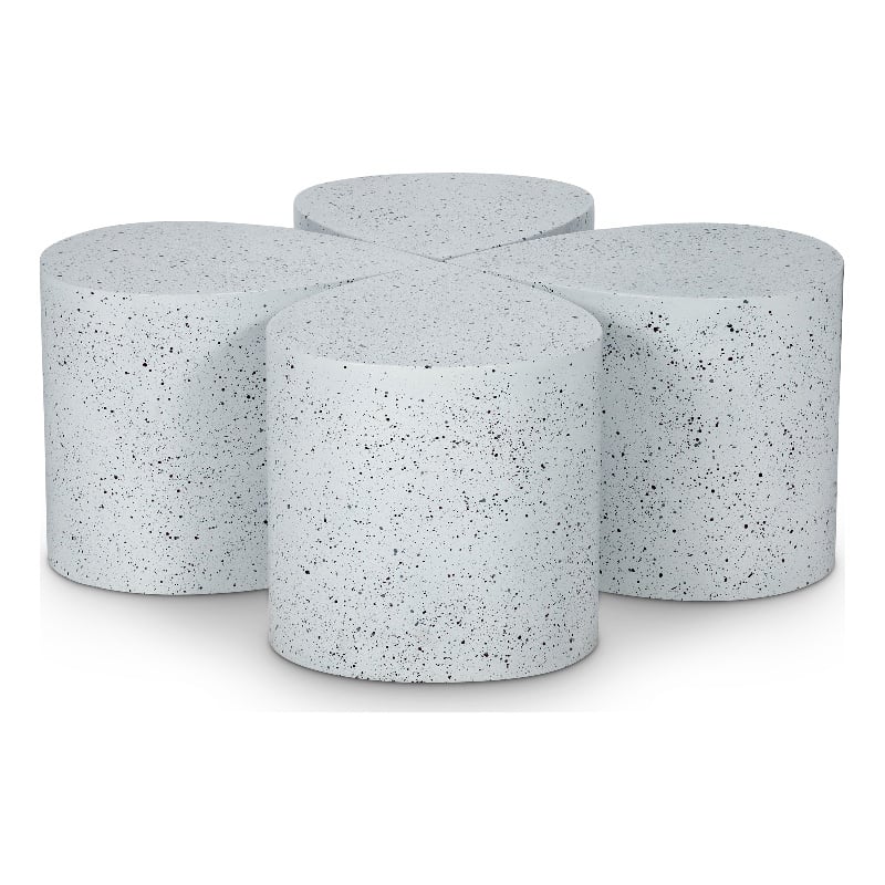 Meridian Furniture Petal 4-Piece White Terrazzo Pattern Iron Metal Coffee Table