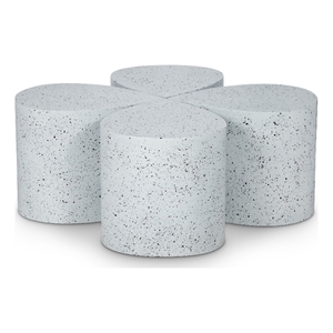 Meridian Furniture Petal 4-Piece White Terrazzo Pattern Iron Metal Coffee Table