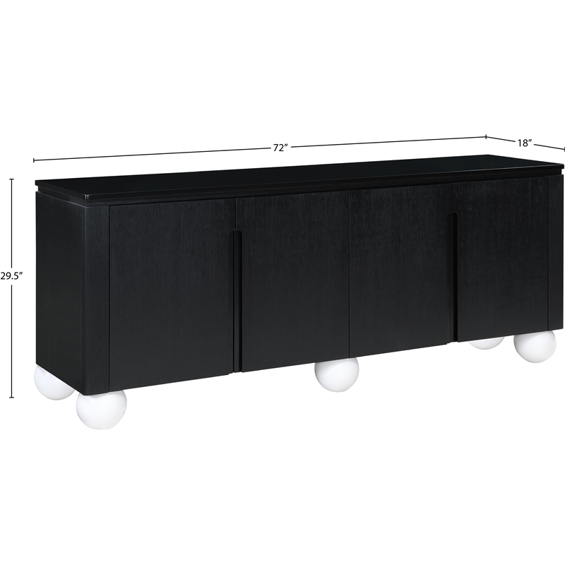 Meridian Furniture Cardiff Black Wood Veneer and White Laquer Sideboard/Buffet