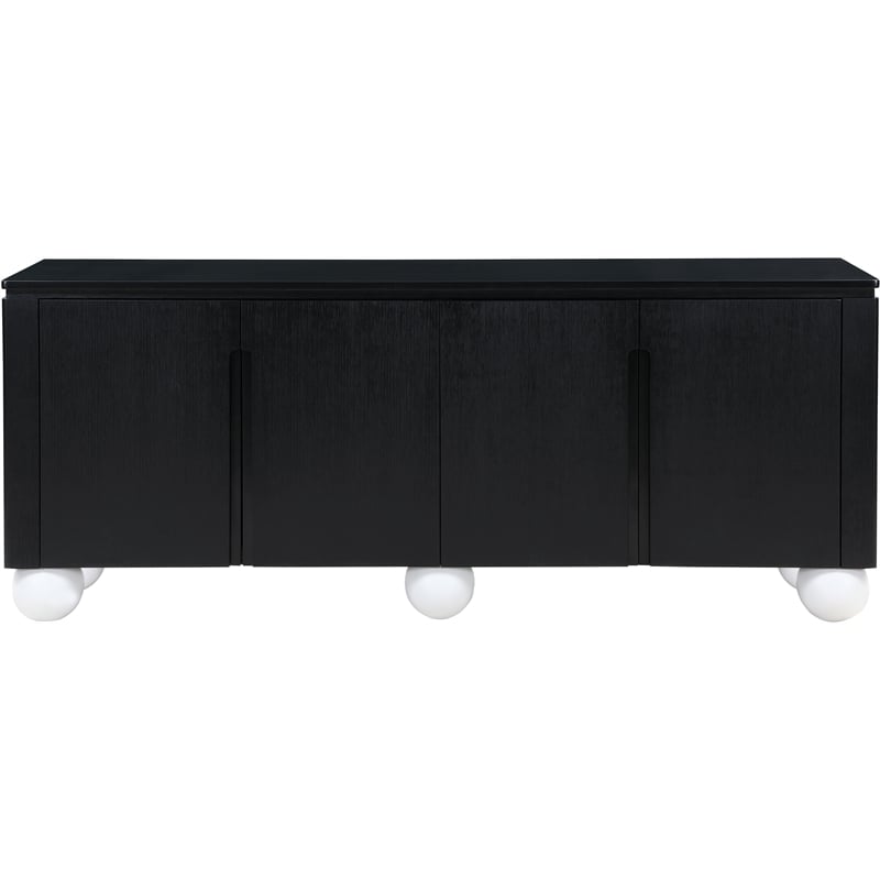 Meridian Furniture Cardiff Black Wood Veneer and White Laquer Sideboard/Buffet