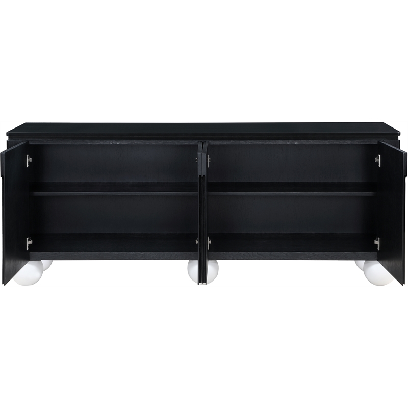 Meridian Furniture Cardiff Black Wood Veneer and White Laquer Sideboard/Buffet