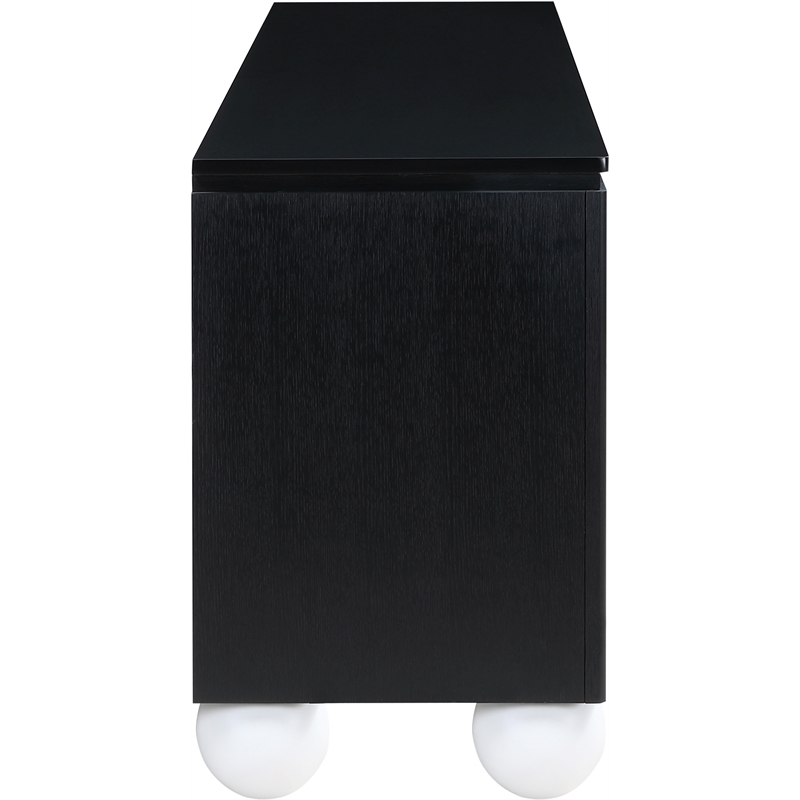 Meridian Furniture Cardiff Black Wood Veneer and White Laquer Sideboard/Buffet