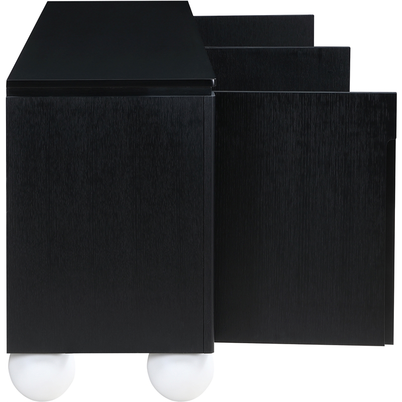 Meridian Furniture Cardiff Black Wood Veneer and White Laquer Sideboard/Buffet