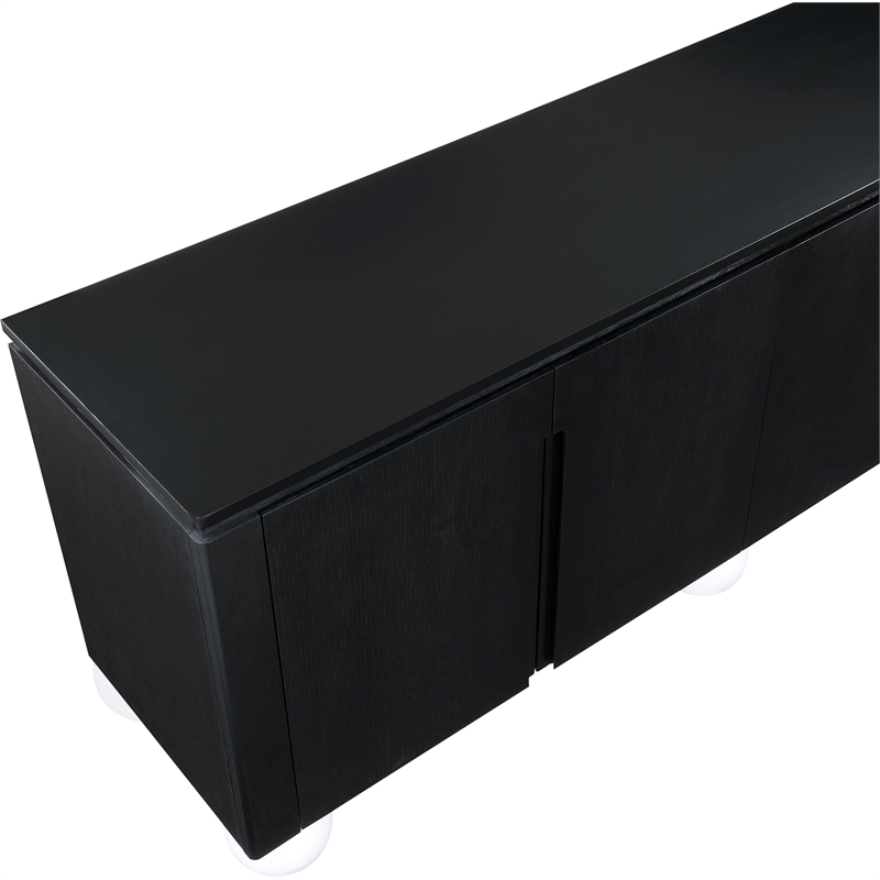 Meridian Furniture Cardiff Black Wood Veneer and White Laquer Sideboard/Buffet