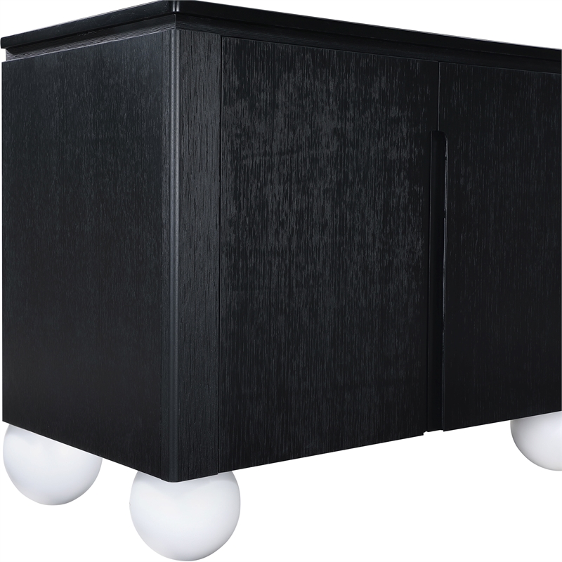 Meridian Furniture Cardiff Black Wood Veneer and White Laquer Sideboard/Buffet