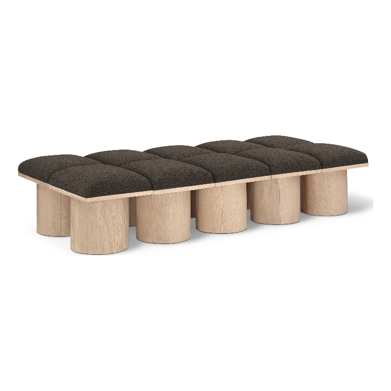 Meridian Furniture Pavilion Brown Boucle Fabric Bench