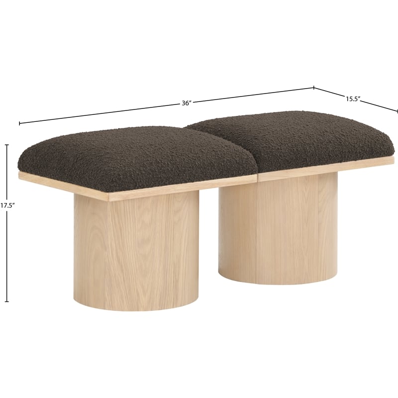 Meridian Furniture Pavilion Brown Boucle Fabric Bench