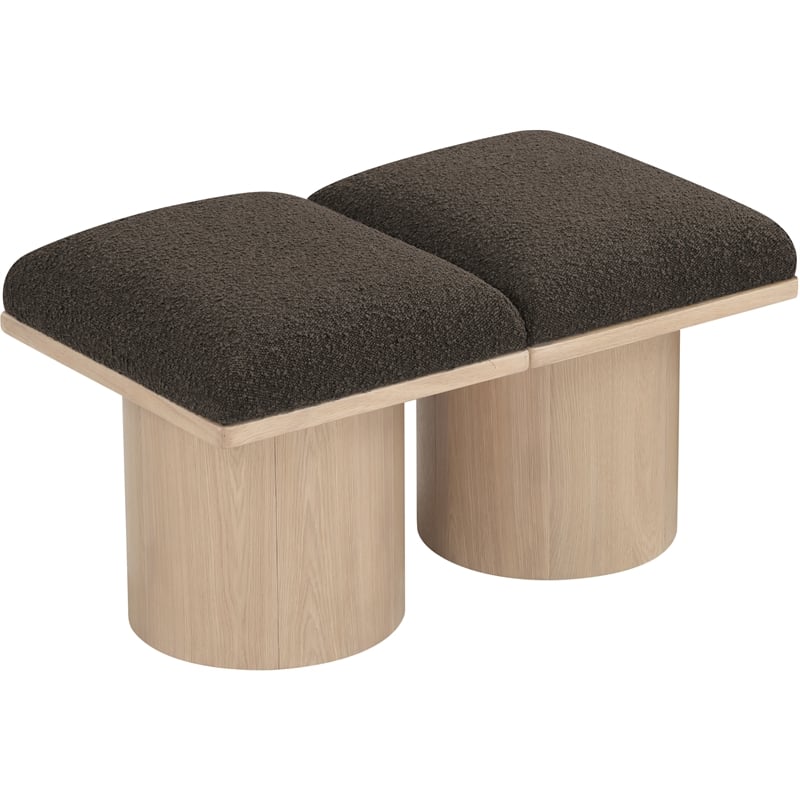 Meridian Furniture Pavilion Brown Boucle Fabric Bench