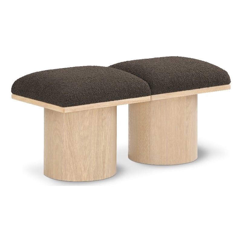 Meridian Furniture Pavilion Brown Boucle Fabric Bench