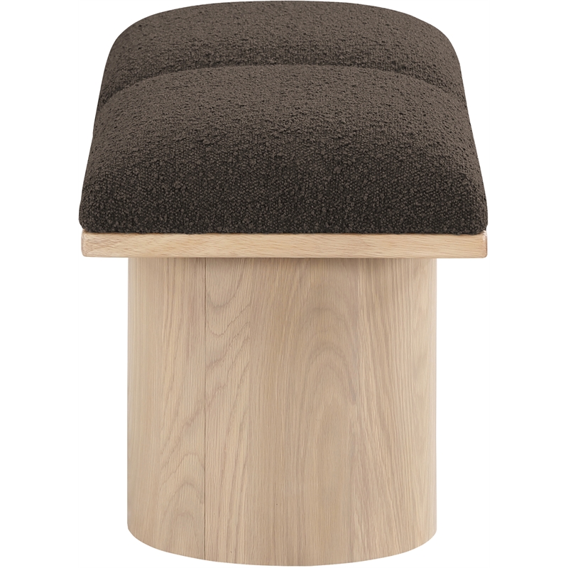 meridian furniture pavilion brown boucle fabric bench