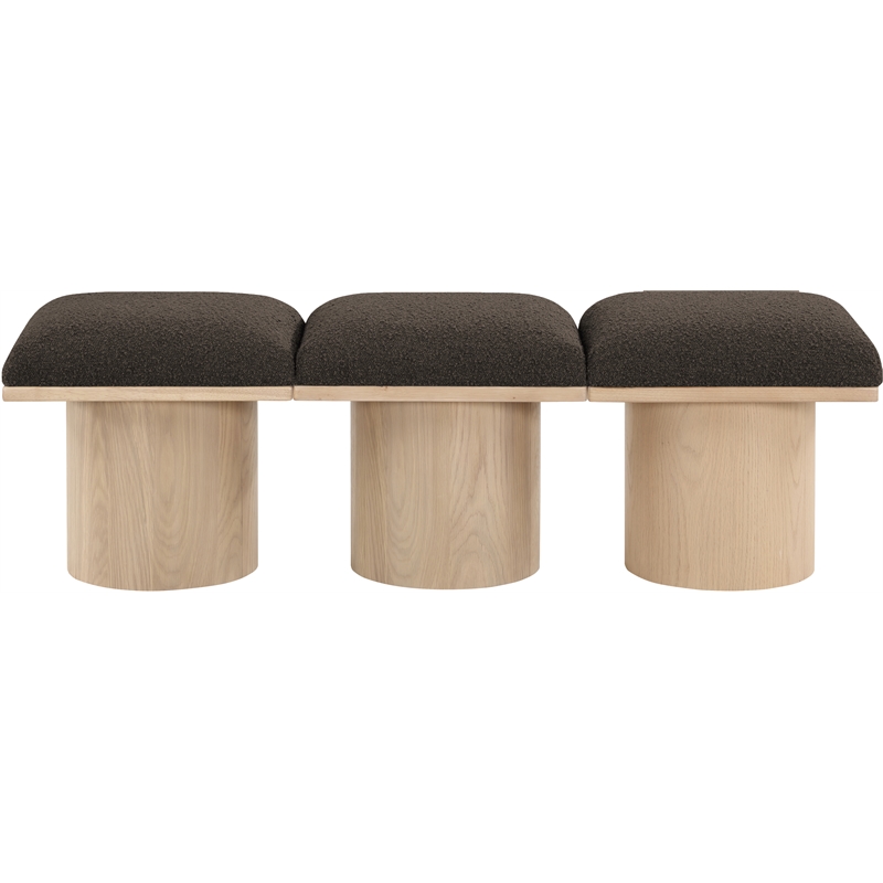 Meridian Furniture Pavilion Brown Boucle Fabric Bench