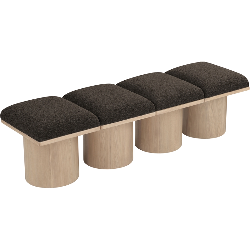 Meridian Furniture Pavilion Brown Boucle Fabric Bench