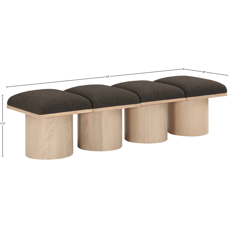Meridian Furniture Pavilion Brown Boucle Fabric Bench