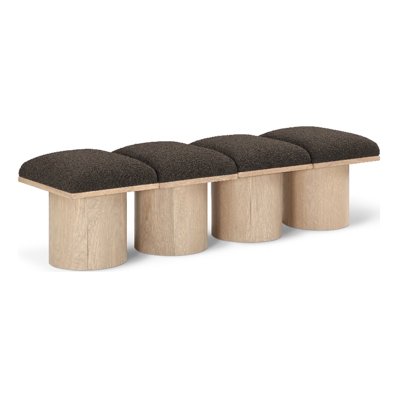 Meridian Furniture Pavilion Brown Boucle Fabric Bench