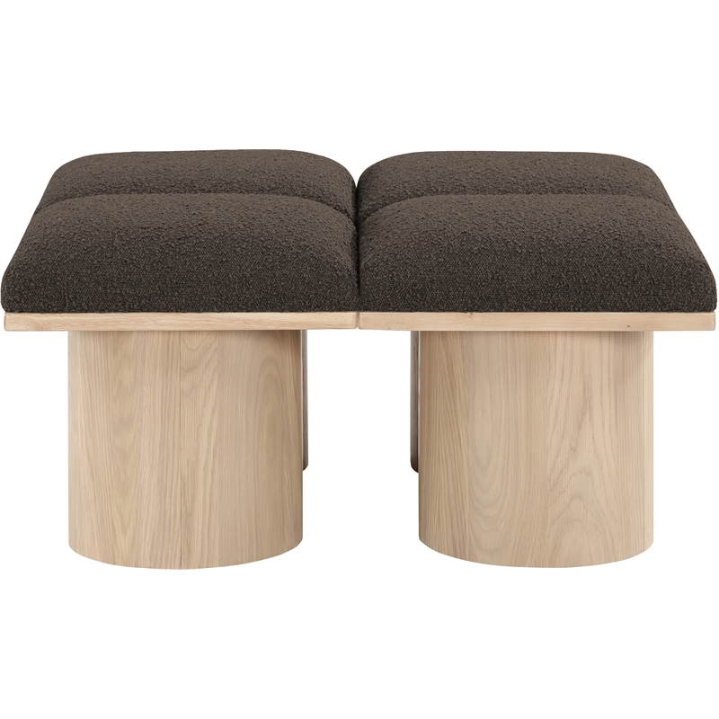 meridian furniture pavilion brown boucle fabric bench