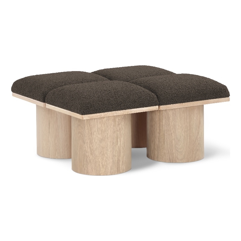 meridian furniture pavilion brown boucle fabric bench