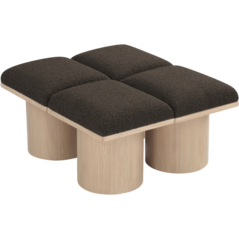 Meridian Furniture Pavilion Brown Boucle Fabric Bench