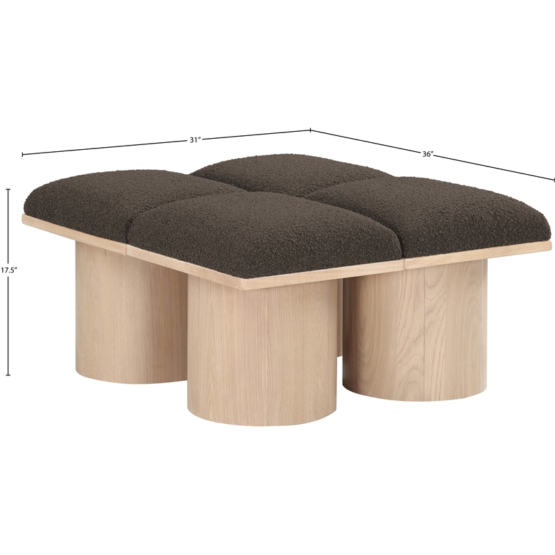 Meridian Furniture Pavilion Brown Boucle Fabric Bench
