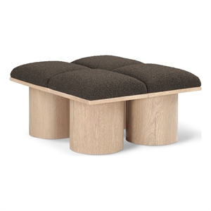 Meridian Furniture Pavilion Brown Boucle Fabric Bench