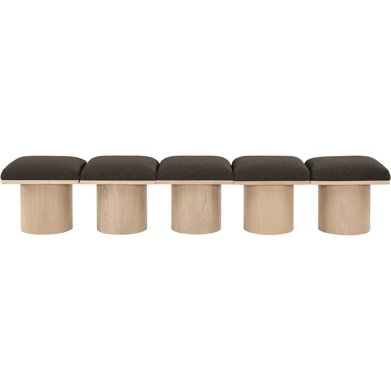 Meridian Furniture Pavilion Brown Boucle Fabric Bench