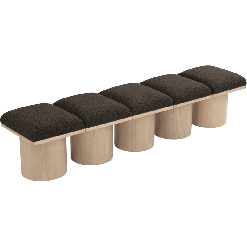 Meridian Furniture Pavilion Brown Boucle Fabric Bench
