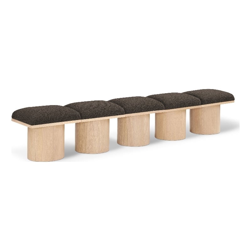 Meridian Furniture Pavilion Brown Boucle Fabric Bench