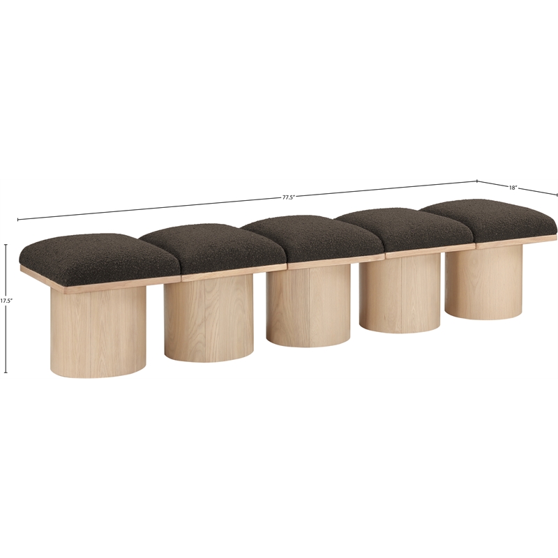 Meridian Furniture Pavilion Brown Boucle Fabric Bench