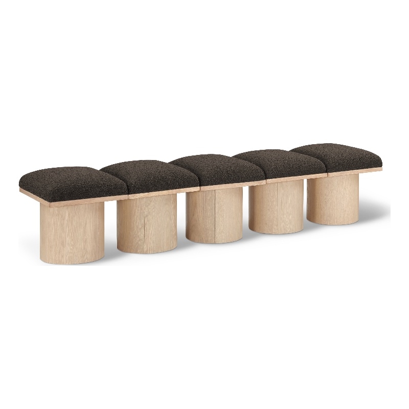 Meridian Furniture Pavilion Brown Boucle Fabric Bench