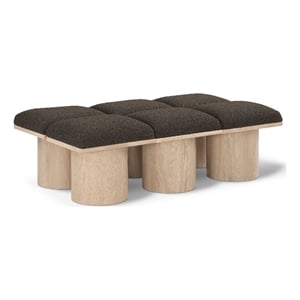 Meridian Furniture Pavilion Brown Boucle Fabric Bench