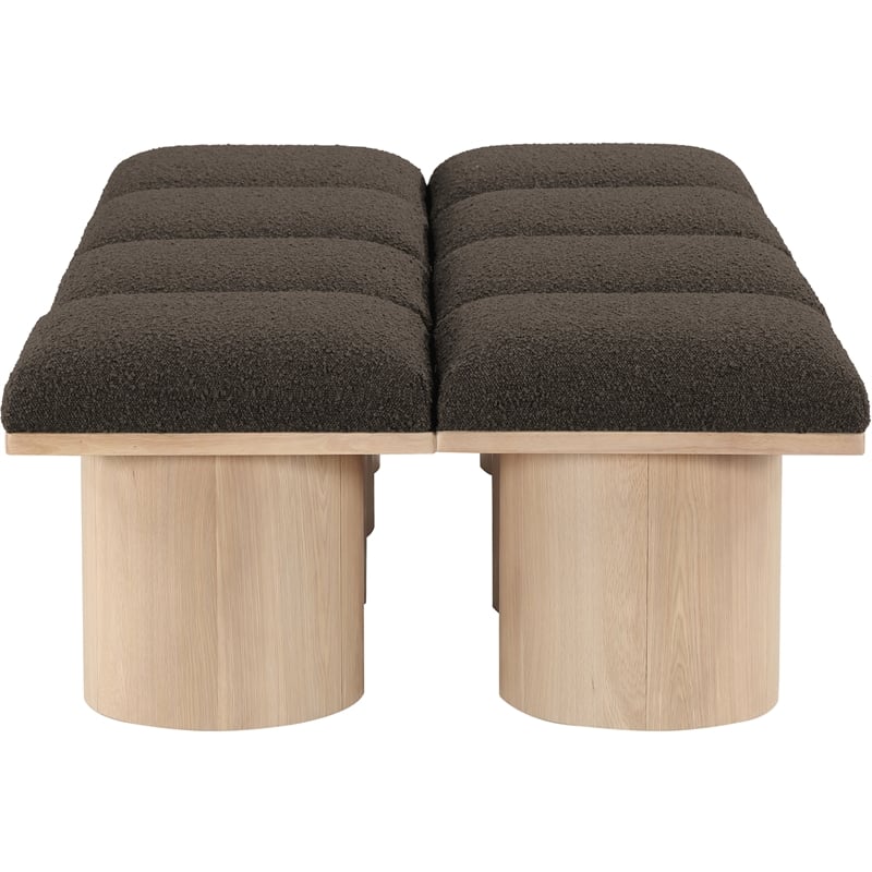 Meridian Furniture Pavilion Brown Boucle Fabric Bench