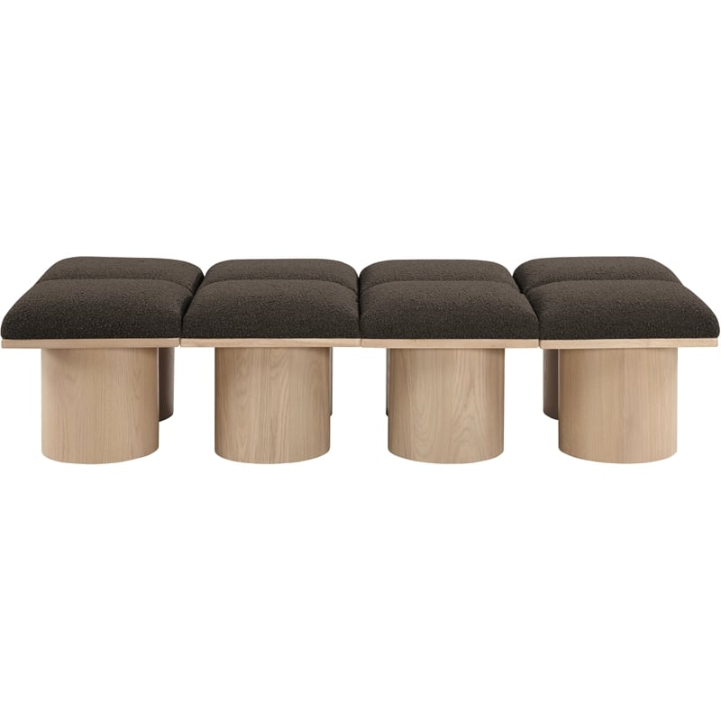 Meridian Furniture Pavilion Brown Boucle Fabric Bench