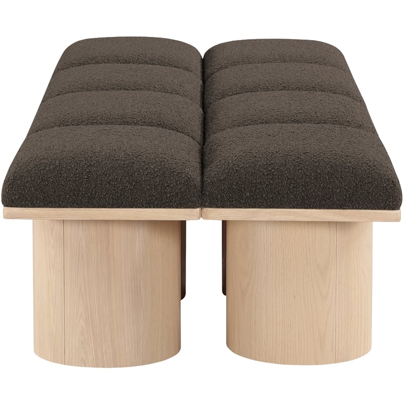 Meridian Furniture Pavilion Brown Boucle Fabric Bench