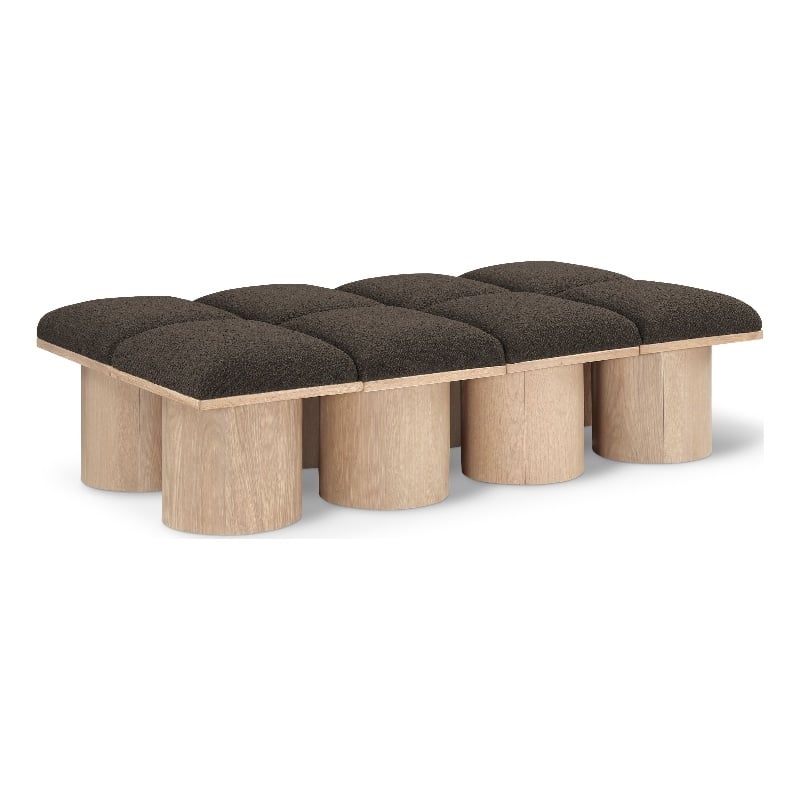 Meridian Furniture Pavilion Brown Boucle Fabric Bench