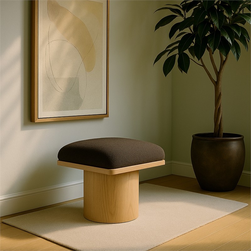 Meridian Furniture Pavilion Brown Boucle Fabric Bench/Stool
