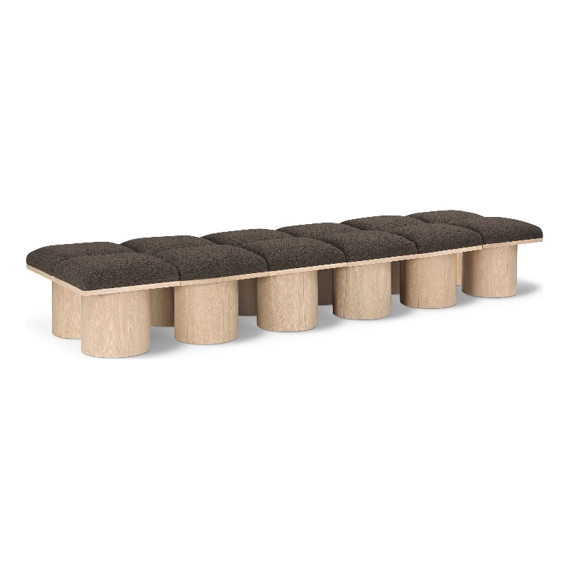 Meridian Furniture Pavilion Brown Boucle Fabric Bench