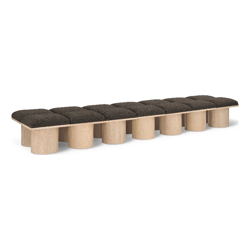 Meridian Furniture Pavilion Brown Boucle Fabric Bench