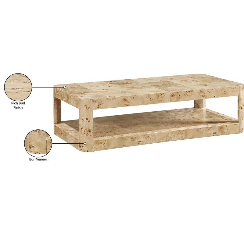 Meridian Furniture Reeves Burl Coffee Table