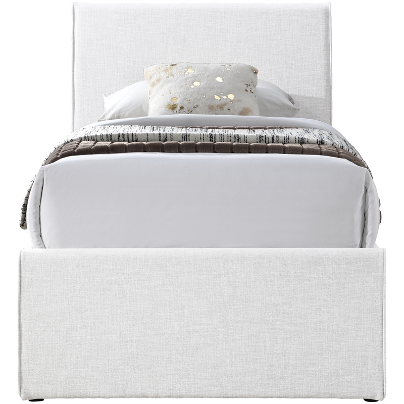 Meridian Furniture Myles Cream Linen Textured Fabric Twin Trundle Bed