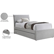 Meridian Furniture Myles Grey Linen Textured Fabric Twin Trundle Bed