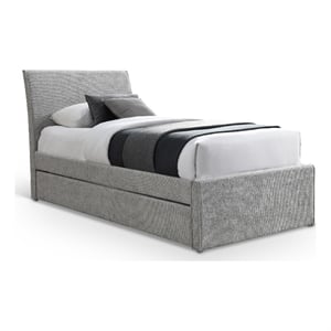 Meridian Furniture Myles Grey Chenille Fabric Twin Trundle Bed