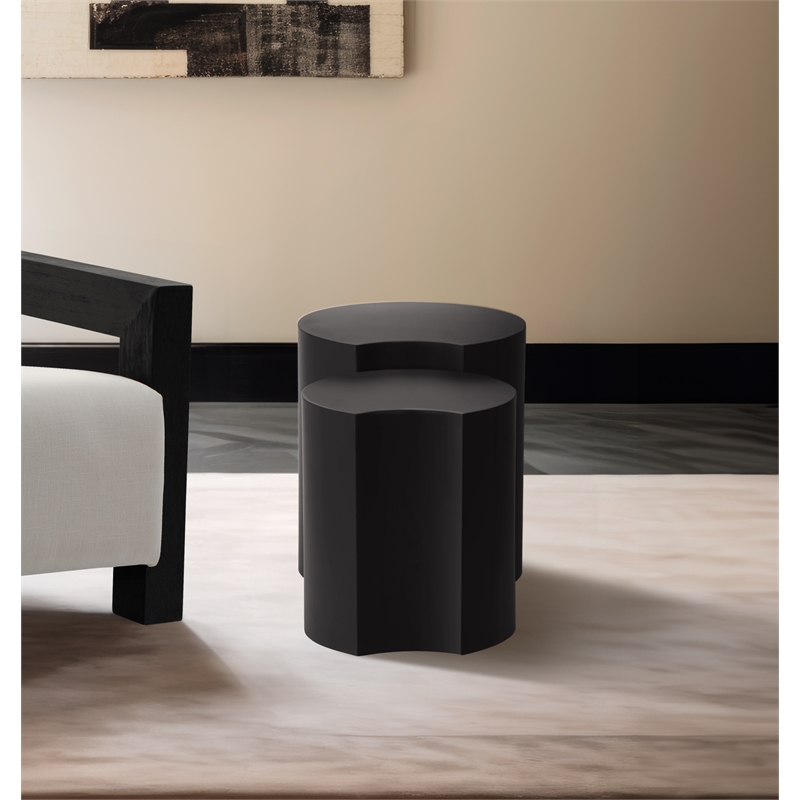 Meridian Furniture Dimple 2 Piece Black Iron Metal End Table