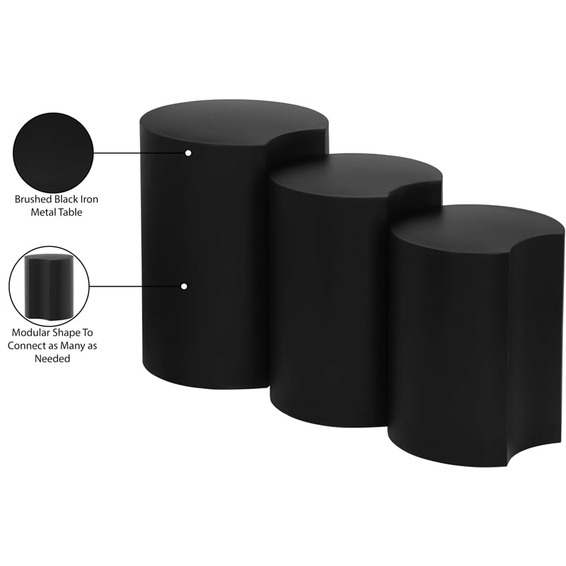 Meridian Furniture Dimple 3 Piece Black Iron Metal End Table